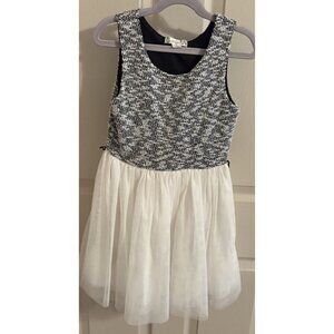 Knitworks Girls Dress Size 10 Black White Sleeveless Layered Skirt